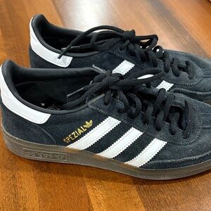 Adidas Spezial Black Suede Sneakers with White Stripes